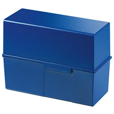 Abbildung von HAN Karteibox DIN A5 quer, für 450 Karten mit Stahlscharnier, blau, 975 14