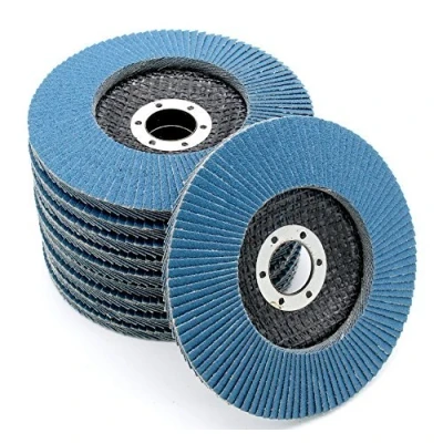 Abbildung von Goodway Profi Fächerscheiben 20 Stück Ø 125 mm x 22,2 Fächerschleifscheibe Körnung 40/60/80/120 Blau INOX Schleifmopteller für Edelstahl, Metall und Holz
