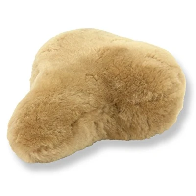 Abbildung von Reissner Lammfelle Fahrradsattel Bezug Fahrradsattelüberzug aus Merino Lammfell FSB A 2 Hellbraun Camel 30x25cm