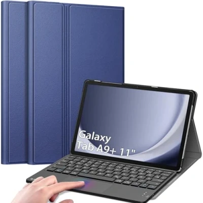 Abbildung von Fintie Tastatur Hülle für Samsung Galaxy Tab A9 Plus 11 Zoll 2023 SM X210/X216/X218 Deutscher mit Touchpad Magnetisch Abnehmbarer Keyboard, Dunkelblau