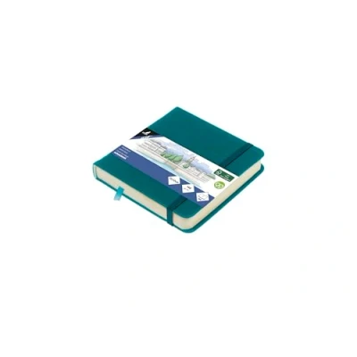 Abbildung von Skizzenbuch Kangaro 12x12cm Dark Turquoise PU Hardcover 80 Blatt 140 Gramm cremefarbenes Papier mit Gummiband und Band
