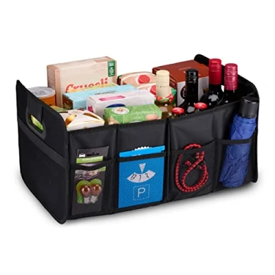 Abbildung von All Ride Kofferraum Organizer 50 x 32 70 CM Auto mit 2 Große Fächer und Einsätze Organisieren von Zubehör Faltbarer Kofferraumtasche Schwarz
