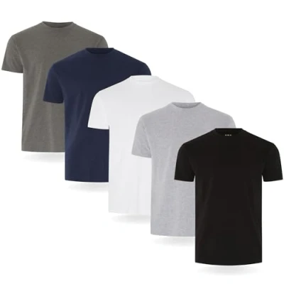 Abbildung von FM London Herren T Shirt (3/5er Pack) Hochwertige Shirts mit leicht tailliertem Design Superweiches aus 100% Baumwolle Stretch für jeden Anlass geeignet