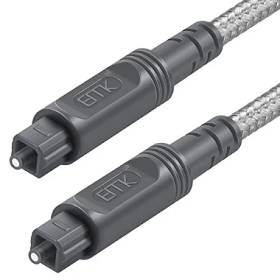 Abbildung von EMK Optisches Kabel Audiokabel Digital Toslink Spdif Kompatibel mit TV, Soundbar, Heimkino, Xbox, PS4 und Mehr (Geflochtene Baumwolle Weiß, 5M)