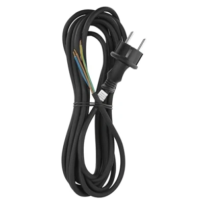 Abbildung von EMOS Gummi Anschlussleitung 5 m, Zuleitungskabel, Anschlusskabel für mittlere mechanische Belastung, Verbindungskabel Schuko, 3 x 1.0 mm2, H05RN F Gummi/Neopren, Schwarz