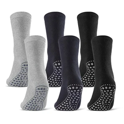 Abbildung von 3 oder 6 Paar ABS Socken Herren Damen Anti Rutsch Baumwolle 8600 WP (Schwarz Blau Grau 47 50)