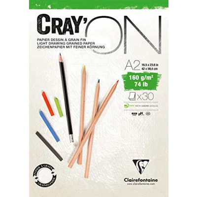 Abbildung von Clairefontaine 975027C Zeichenblock Cray’On (160 g, ideal für Trockentechniken, 30 Blatt, DIN A4, 21 x 29,7 cm, kopfseitig geleimt) extra weiß