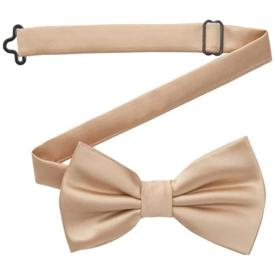 Abbildung von DonDon Fliege Herren handgefertigt Seiden Look 12 x 6 cm Sandbraun