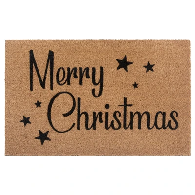Abbildung von Hanse Home Fußmatte Weihnachten Kokos 45x70cm rutschfeste Schmutzfangmatte Natur für Innen, Fußabtreter Merry Christmas Kokosmatte Eingangsbereich &amp; überdachten Außenbereich