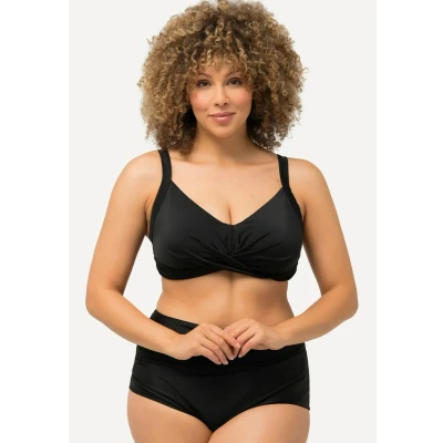 Abbildung von Ulla Popken Drapierung Softcups TRÄGER Verstellbar Bikinitop, Damen, Größe: 42, Schwarz