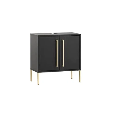 Abbildung von Schildmeyer Gloria Waschbeckenunterschrank 152627, schwarz/Gold, 61,2 x 57,1 30,1 cm