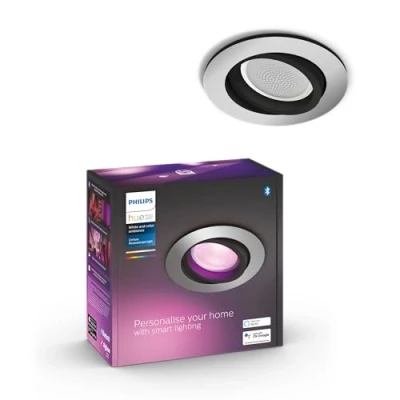 Abbildung von Philips Hue White &amp; Color Ambiance Centura runde Einbauspots 1 er Pack, dimmbare Deckenlampen für das Lichtsystem mit 16 Mio. Farben, smarte Lichtsteuerung über Sprache und App, aluminium