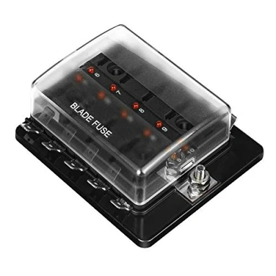 Abbildung von Jtron Sicherungskasten 12v 32V 10 fach Klinge Halter Mit LED Warnleuchte Kit Für Auto Boot Marine Trike (10 way)