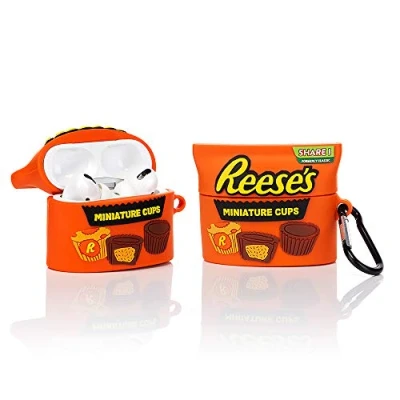Abbildung von YIGEYI Silikon Hülle Kompatibel mit Airpods Pro Funny Cute 3D Cartoon Case Cover[Lustige Snacks Series 2] (Reeses)