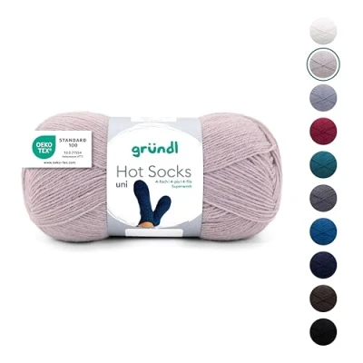 Abbildung von Gründl Wolle Hot Socks uni 100, Sockenwolle/Sockengarn 4 fach 1 Knäuel 100 g / 420 m (75% Schurwolle (superwash), 25% Polyamid), sand