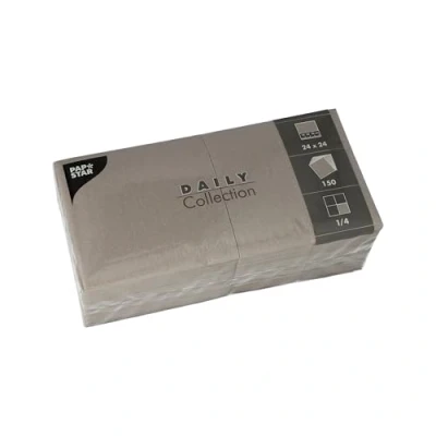 Abbildung von PAPSTAR, 150 Servietten &quot;DAILY Collection&quot; 1/4 Falz 24 cm x grau