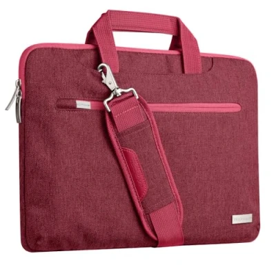 Abbildung von TECHGEAR Tasche für 14 14,6 Laptops Tragbare Multifunktions Laptop hülle mit verstellbarem Schultergurt, Gepäckriemen und unterdrückbaren Griffen, Tragbarer Organizer Case Taschen Rot