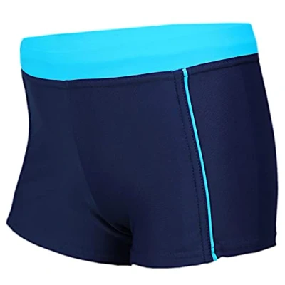 Abbildung von Aquarti Jungen Badehose Schwimmhose Seitliche Paspel Kinder Badeshorts, Farbe: 024 Dunkelblau/Blau, Größe: 152