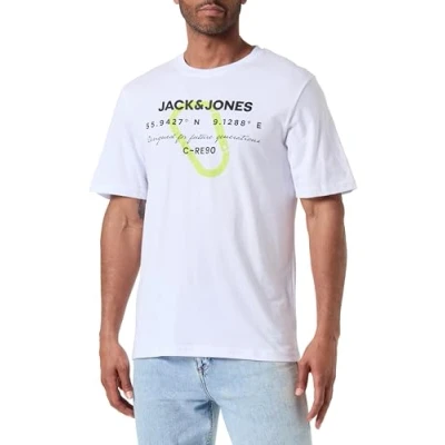 Abbildung von JACK&amp;JONES Herren JCOTEXT Cotton Tee SS Crew Neck FST T Shirt, White, M