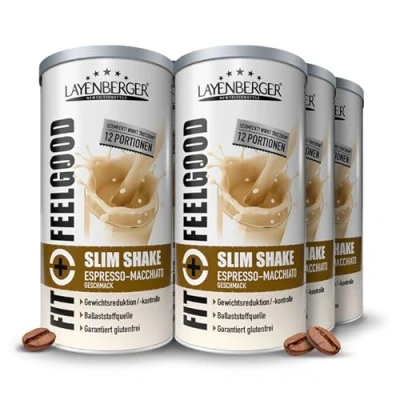 Abbildung von Layenberger Fit+Feelgood Slim Shake Powder, Mahlzeitersatz für 72 Portionen mit je 213 kcal (6x 396 g) Espresso Macchiato