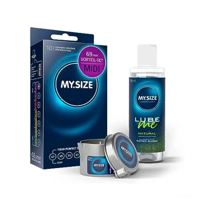 Abbildung von MY.SIZE Vorteilspack Kondome 69mm, 10er Pack + Natural Gleitgel 100ml Massagekerze