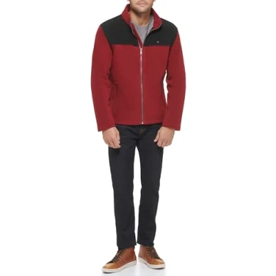 Abbildung von Tommy Hilfiger Herren Lightweight Polar Fleece Jacket Fleecejacke, Schwarz/Rot, L