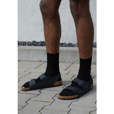 Abbildung von Birkenstock Milano Riemensandalette, Größe: 40, Black Hochwertiges lederimitat