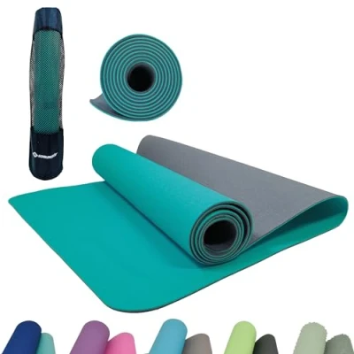 Abbildung von Schildkröt Bicolor Yogamatte, Petrol Grey, 4mm, PVC frei, im Carrybag
