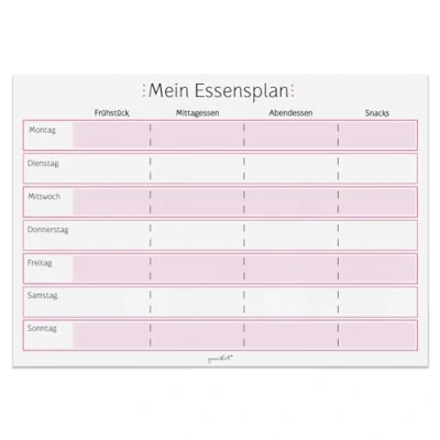 Abbildung von Mein Essensplan I dv_358 DIN A4 Whiteboard Essensplaner für die ganze Woche abwischbar rosa mit magnetischer Rückseite