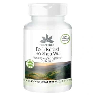 Abbildung von Fo Ti Extrakt He Shou Wu 60 Kapseln vegan HERBADIREKT by Warnke Vitalstoffe Deutsche Apothekenqualität