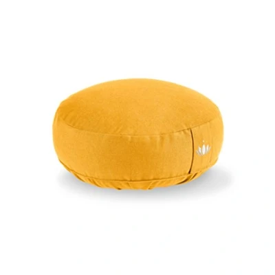 Abbildung von Lotuscrafts® Meditationskissen mit 10 cm Sitzhöhe, extra niedrig, Yoga Kissen Dinkelfüllung, Yogakissen Rund, Bodenkissen Meditationskissen, Bezug waschbar, GOTS Zertifiziert