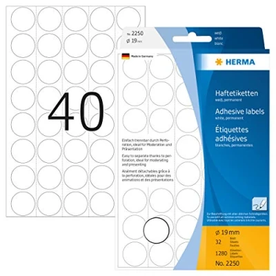 Abbildung von Etiketten Herma 2250 19mm weiß