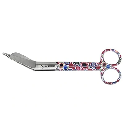 Abbildung von Gima Lister Verbandschere für Krankenpfleger, Blasen Fantasie, aus rostfreiem Stahl, seidenglänzend und pulverbeschichtet, Länge 18 cm