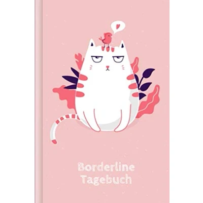 Abbildung von Borderline Tagebuch: Als Selbsthilfe zum Ausfüllen &amp; Ankreuzen mit Skilltracker, Anspannungskurve, Stimmungstracker uvm Motiv: Rosa Katze