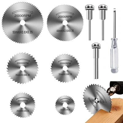 Abbildung von HSS Kreissägeblätter für Dremel Multifunktionswerkzeuge, 6 Stück Set mit Schraubendreher zum Schneiden von Holz, Kunststoff und Metall
