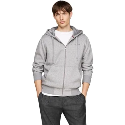 Abbildung von Tommy Hilfiger Herren Hoodie mit Reißverschluss Logo Fur Lined Taschen, Grau (Medium Grey Heather), M