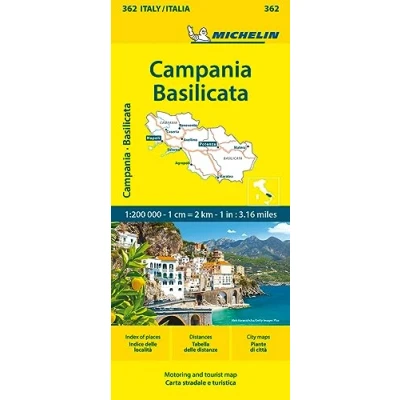 Abbildung von Michelin Kampanien, Basilikata: Straßen und Tourismuskarte 1:200.000 (MICHELIN Localkarten)