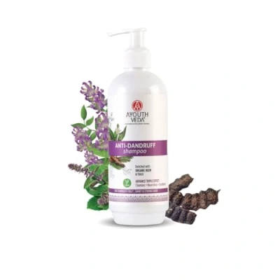 Abbildung von Ayouthveda Shampoo gegen Schuppen, Förderung gesunden Haarwachstums &amp; Kopfhautpflege, Vegan, 300ml