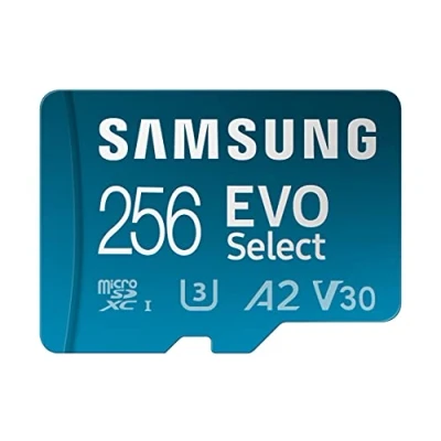 Abbildung von Samsung EVO Select (2024) microSD Karte + SD Adapter, 256 GB, Speicherkarte für Smartphone und Tablet, UHS I U3, 4K UHD, Full HD, 160 MB/s Lesen, MB ME256SA/EU