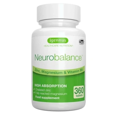 Abbildung von Neurobalance ZMB6 Tabletten, hochdosiert, mit Zink, Vitamin B6 und Magnesium, vegan, 360 Tabletten