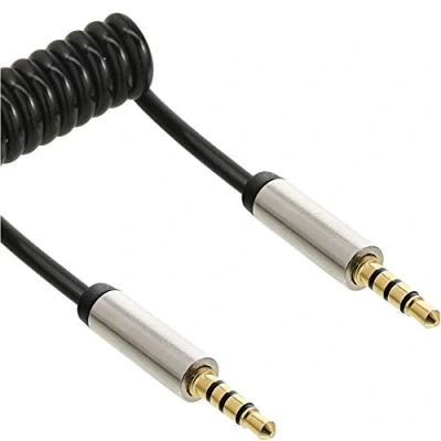 Abbildung von InLine 99271 Slim Audio Spiralkabel Klinke 3,5mm ST/ST, 4 polig, Stereo, 1m