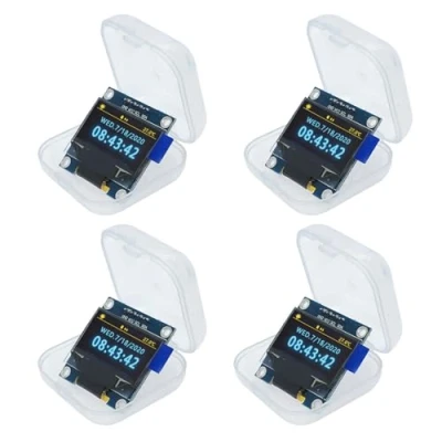 Abbildung von 4 Stück 0,96 Zoll 128 x 64 Pixel OLED LCD Display,1315 Chip Antrieb, IIC Schnittstelle I2C Bildschirm Anzeigemodul, Kompatibel mit Arduino (Gelb und Blau)