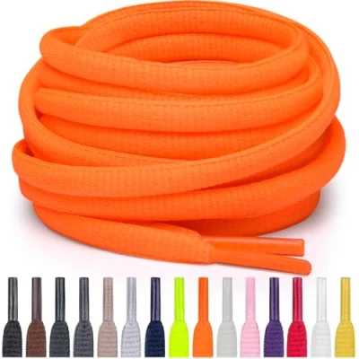 Abbildung von Miscly Schnürsenkel Oval, Reißfest für Sportschuhe, Sneaker und Laufschuhe 100% Polyester Ø 6mm (183 cm, Neonorange)