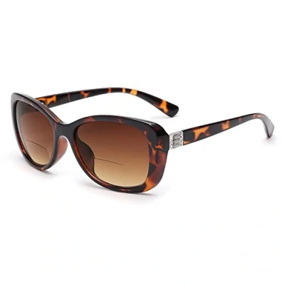 Abbildung von JM Frauen Bifokale Lese Sonnenbrille, Vintage Leser Gläser UV Schutz Schildkröte im Freien +4.0