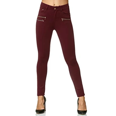 Abbildung von Elara Damen Stretch Hose Skinny Fit Jegging Chunkyrayan H86 5 Wine 38 (M)