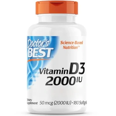 Abbildung von Doctor&#039;s Best, Vitamin D3, 2.000IU, 2 Tages Depot, 180 Kapseln, Laborgeprüft, Glutenfrei, Sofafrei