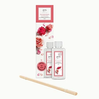 Abbildung von ipuro lovely flowers preiswerter Raumduft Nachfüller mit blumig frischen Noten Duftöl Refill Duftstäbchen Diffuser Nachfüllflasche 200ml inkl Duft Sticks