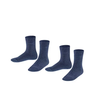 Abbildung von ESPRIT Unisex Kinder Socken Foot Logo 2 Pack K SO Baumwolle einfarbig Paar, Blau (Navy Blue Melange 6490), 31 34