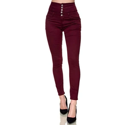 Abbildung von Elara Damen Jeans Stretch Skinny High Waist Chunkyrayan EL60 5 Wine 40 (L)