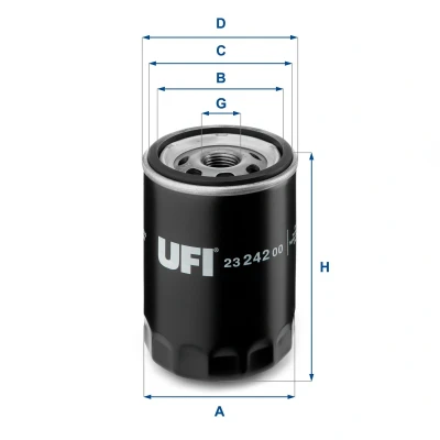 Abbildung von UFI 23.242.00 Ölfilter 3/4 16 UNF mit einem Rücklaufsperrventil Anschraubfilter FORD: Sierra Mk2 Saloon, ESCORT 4, FIESTA 4